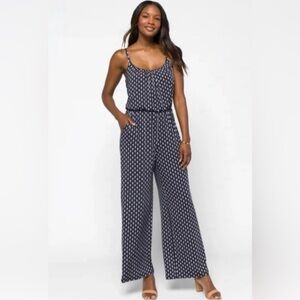 Kaileigh Navy & White Paisley Jumpsuit